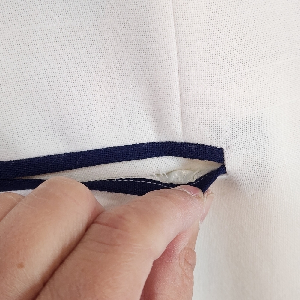 VINTAGE Attitudes White & Navy Blue Old Money Classic Double Breasted Blazer - Picture 6 of 9
